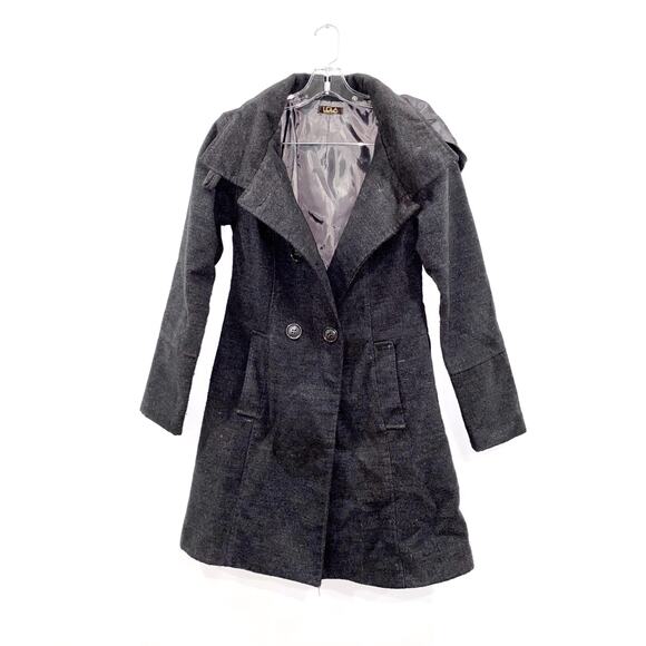 LOLA long gray peacoat trench coat Size S - Picture 1 of 11